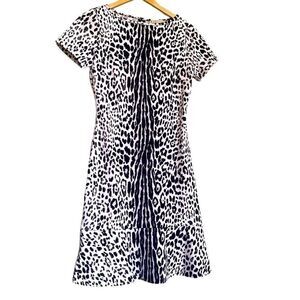 MICHAEL KORS Snow Leopard Print Flounce Dress XS